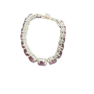 Avon Cat’s Eye Pink and Silver Gemstone Bracelet June birthstone NIB vintage